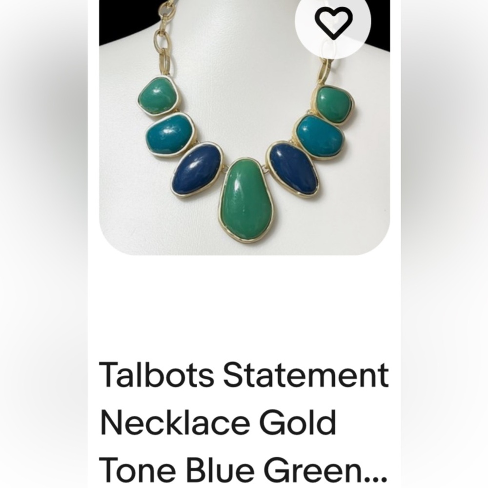 Talbots Teal and turquoise  Blue Statement Necklace